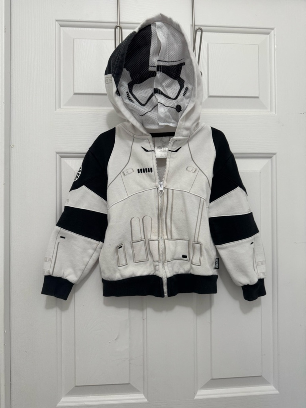 Disney Kids Stormtrooper Hooded Zip-Up Sweatshirt - White & Black